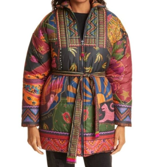 Farm Rio Crazy Mix Reversible Puffer Jacket Dopamine Tropical - Picture 4 of 13